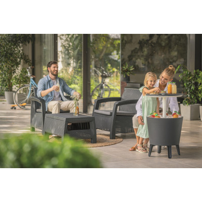 Keter Zahradní Cool Bar Rattan 30L Antracit, 43,7x43,7x44,3cm